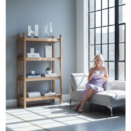 REGAŁ NA KSIĄŻKI  DREWNO LITE DĄB JESION OLCHA RNK-20